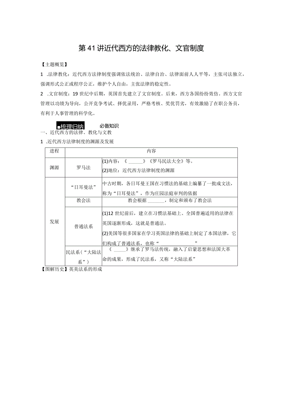 第五部分 近代世界 第16单元 第41讲 近代西方的法律教化、文官制度.docx_第1页