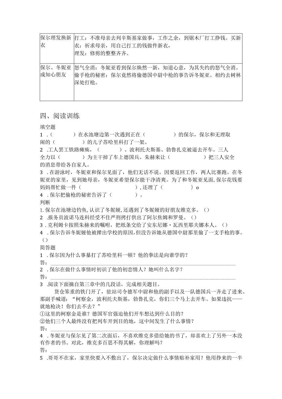 第一部 第三章《认识冬妮亚》-名著《钢铁是怎样炼成的》思维导图+内容概括+阅读训练.docx_第3页