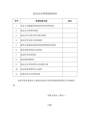 食品安全管理制度清单.docx