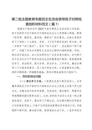 第二批主题教育专题民主生活会领导班子对照检查剖析材料范文（3篇）.docx