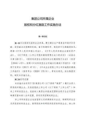 集团公司所属企业股权和分红激励工作实施办法.docx