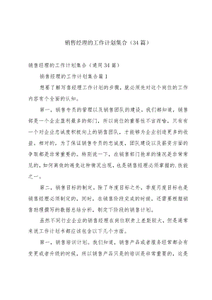 销售经理的工作计划集合（34篇）.docx