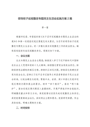 领导班子巡视整改专题民主生活会实施方案2篇.docx