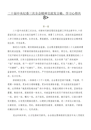 二十届中央纪委三次全会精神交流发言稿、学习心得共8篇.docx