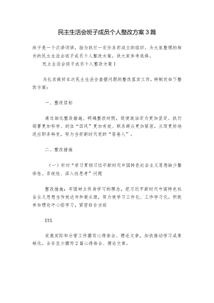 民主生活会班子成员个人整改方案3篇.docx