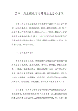 区审计局主题教育专题民主生活会方案.docx