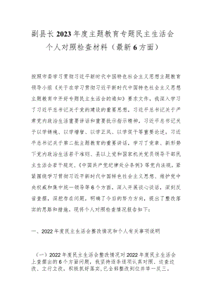 副县长2023年度主题教育专题民主生活会个人 对照检查材料（最新6方面）.docx