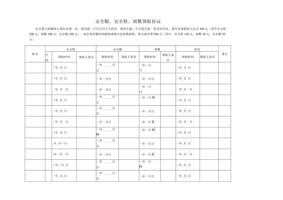 劳保用品领取协议表资料.docx_第1页