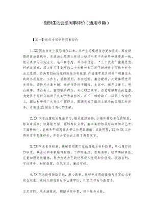 组织生活会给同事评价(通用6篇).docx