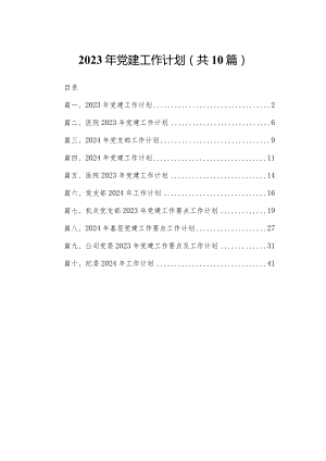 2024年党建工作计划范文精选(10篇).docx