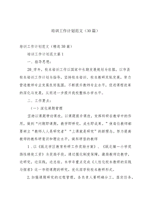 培训工作计划范文（30篇）.docx