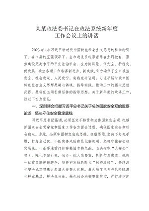 某某政法委书记在政法系统新年度工作会议上的讲话.docx