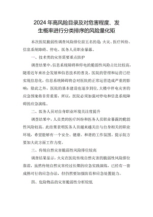 2024年高风险目录及对危害程度、发生概率进行分类排序的风险量化矩.docx