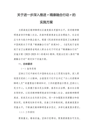 关于进一步深入推进“精康融合行动”的实施方案.docx