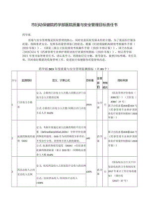 妇幼保健院药学部医院质量与安全管理目标责任书.docx