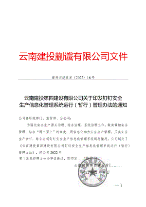 四公司钉钉安全生产信息化管理系统运行（暂行）管理办法.docx