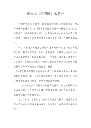 投标人供应商承诺书.docx