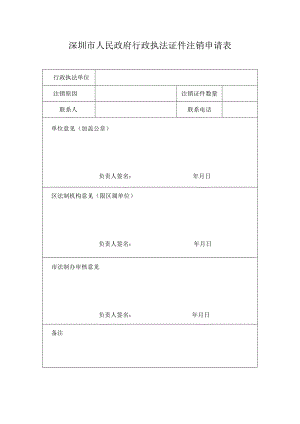 深圳市人民政府行政执法证件注销申请表.docx