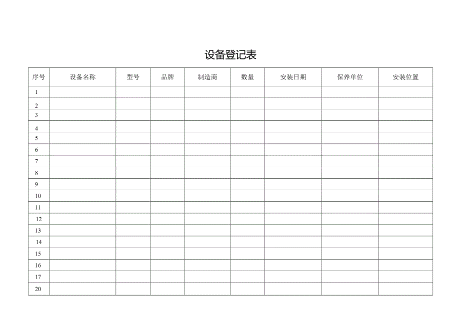 设备登记表（标准样本）.docx_第1页