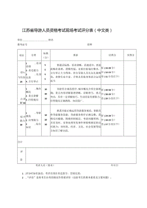 江苏省导游人员资格考试现场考试评分表中文类.docx