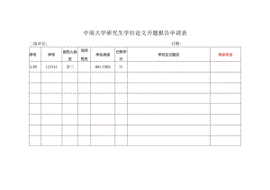 中南大学研究生学位论文开题报告申请表.docx