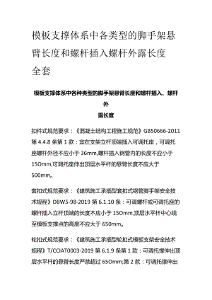 模板支撑体系中各类型的脚手架悬臂长度和螺杆插入 螺杆外露长度全套.docx