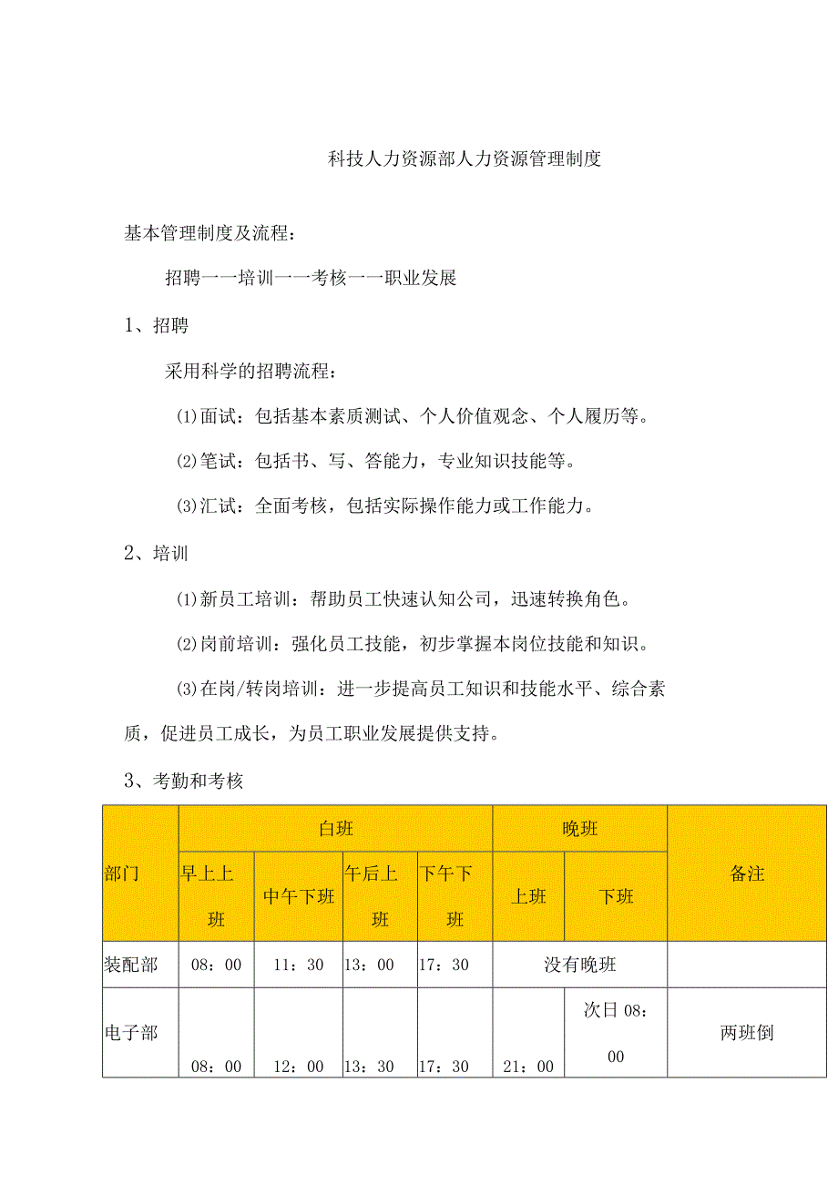 科技人力资源部人力资源管理制度.docx_第1页