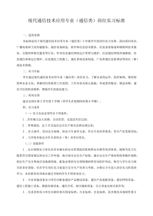 现代通信技术应用专业（通信类）岗位实习标准.docx