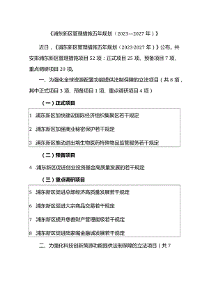 《浦东新区管理措施五年规划（2023-2027年）》.docx