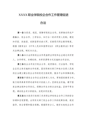 职业学院校企合作工作管理促进办法.docx