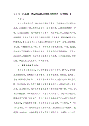 在干部下沉基层一线实践锻炼动员会上的讲话.docx