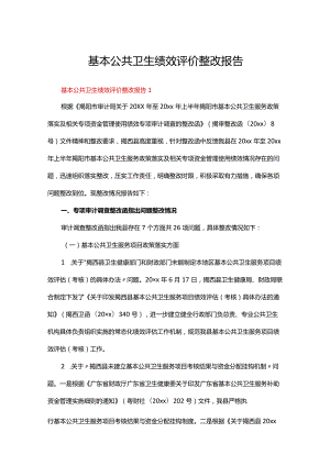 基本公共卫生绩效评价整改报告范文（精选11篇）.docx