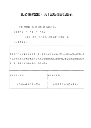 因公临时出国境团组信息反馈表.docx