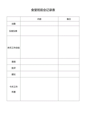 食堂班前会记录表.docx