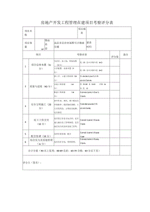 房地产开发工程管理在建项目考察评分表.docx