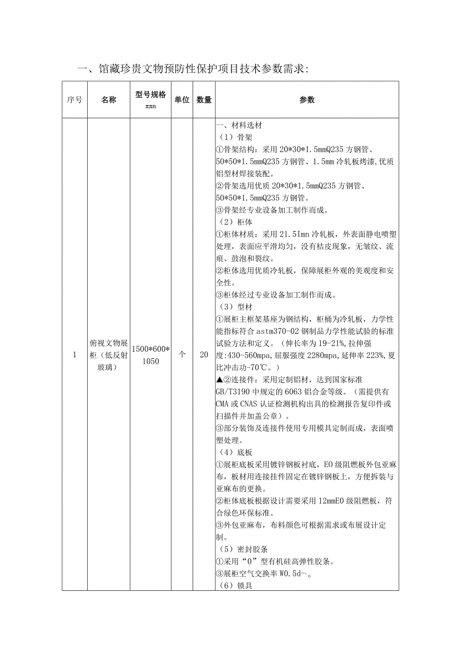 馆藏珍贵文物预防性保护项目技术参数需求.docx_第1页