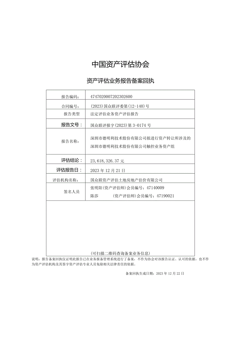 德明利：国众联资产评估土地房地产估价有限公司出具的国众联评报字（2023）第3-0174号《资产评估报告》.docx_第2页