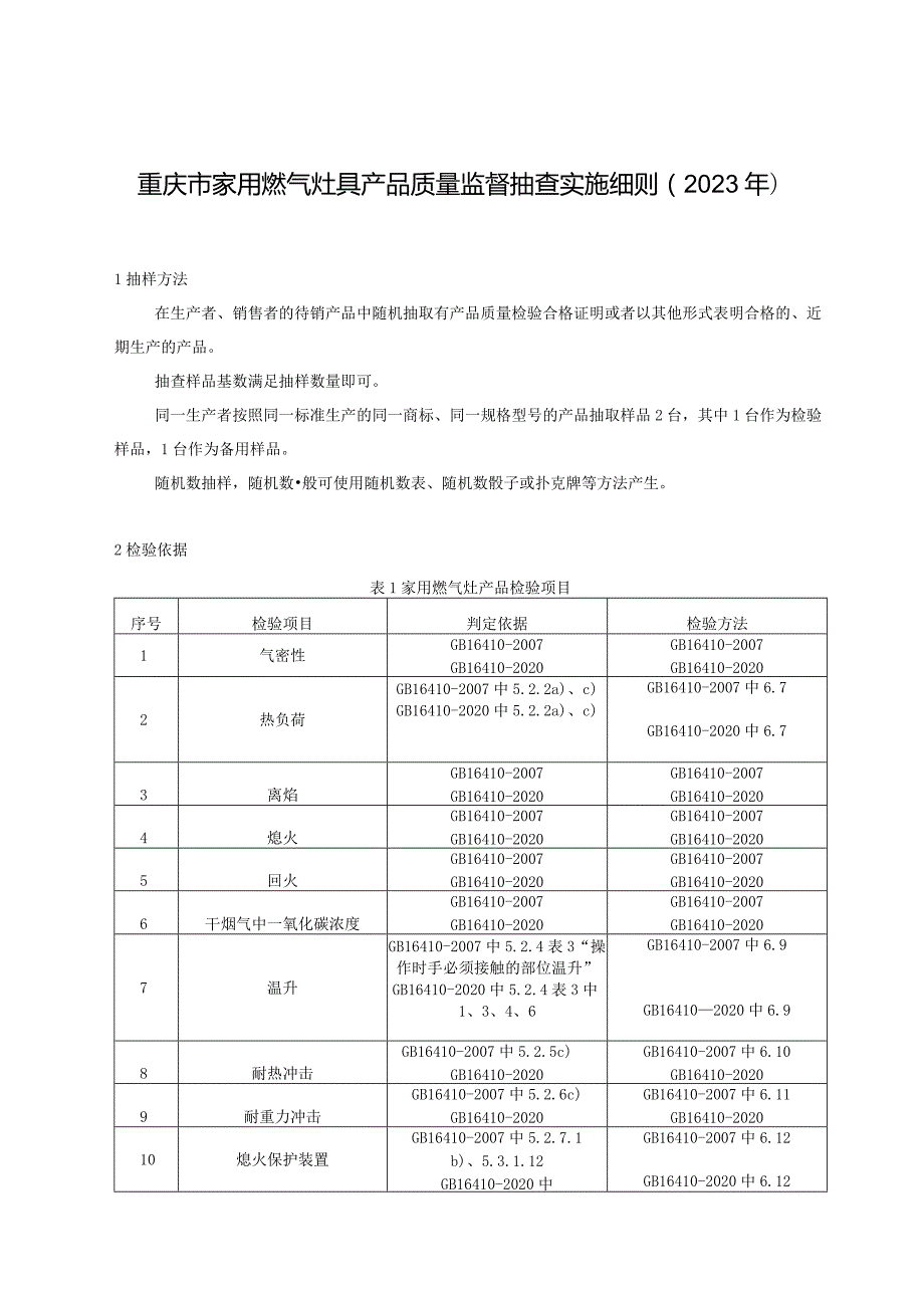 重庆市家用燃气灶具产品质量监督抽查实施细则2023年.docx_第1页