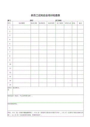 新员工应知应会培训检查表.docx