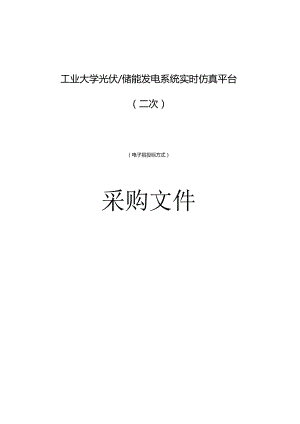 工业大学光伏_储能发电系统实时仿真平台（二次）招标文件.docx