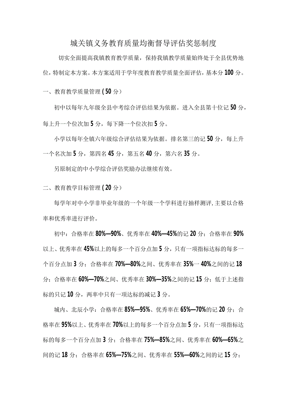 城关镇义务教育质量均衡督导评估奖惩制度.docx_第1页