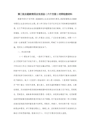 第二批主题教育民主生活会（六个方面）对照检查材料.docx