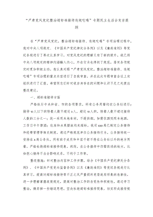 （3篇）“严肃党风党纪整治超标准接待违规吃喝”专题民主生活会发言提纲、开展违规吃喝、违规发放津补贴、违规使用公车违规报销差旅费等问题.docx