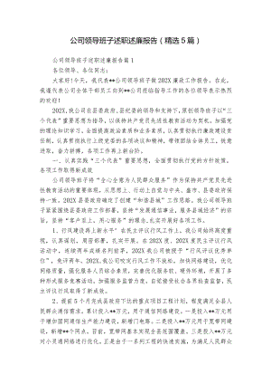 公司领导班子述职述廉报告（精选5篇）.docx