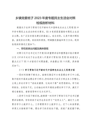 乡镇党委班子2023年度专题民主生活会对照检视剖析材料.docx