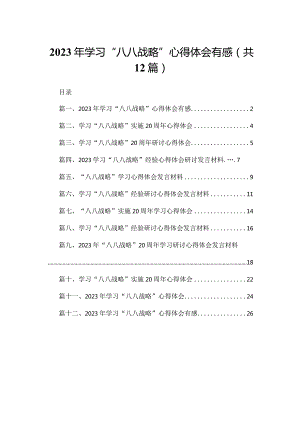 2023年学习“八八战略”心得体会有感最新精选版【12篇】.docx