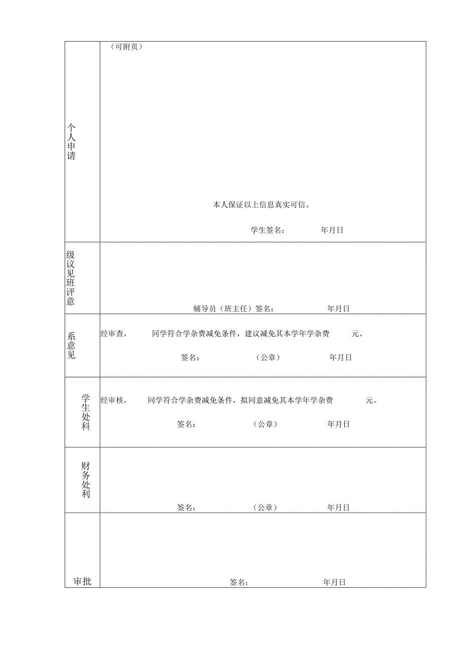 滁州城市职业学院学杂费减免申请表.docx_第2页