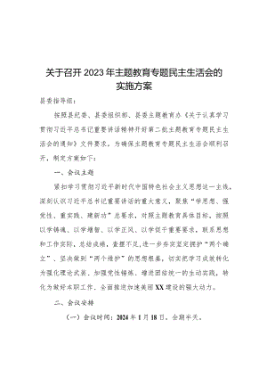 2023年主题教育专题民主生活会实施方案.docx