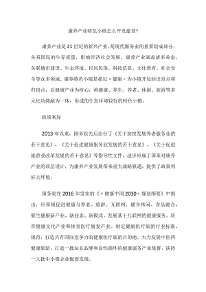 康养产业特色小镇怎么开发建设.docx