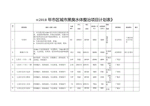 《2018年市区城市黑臭水体整治项目计划表》.docx